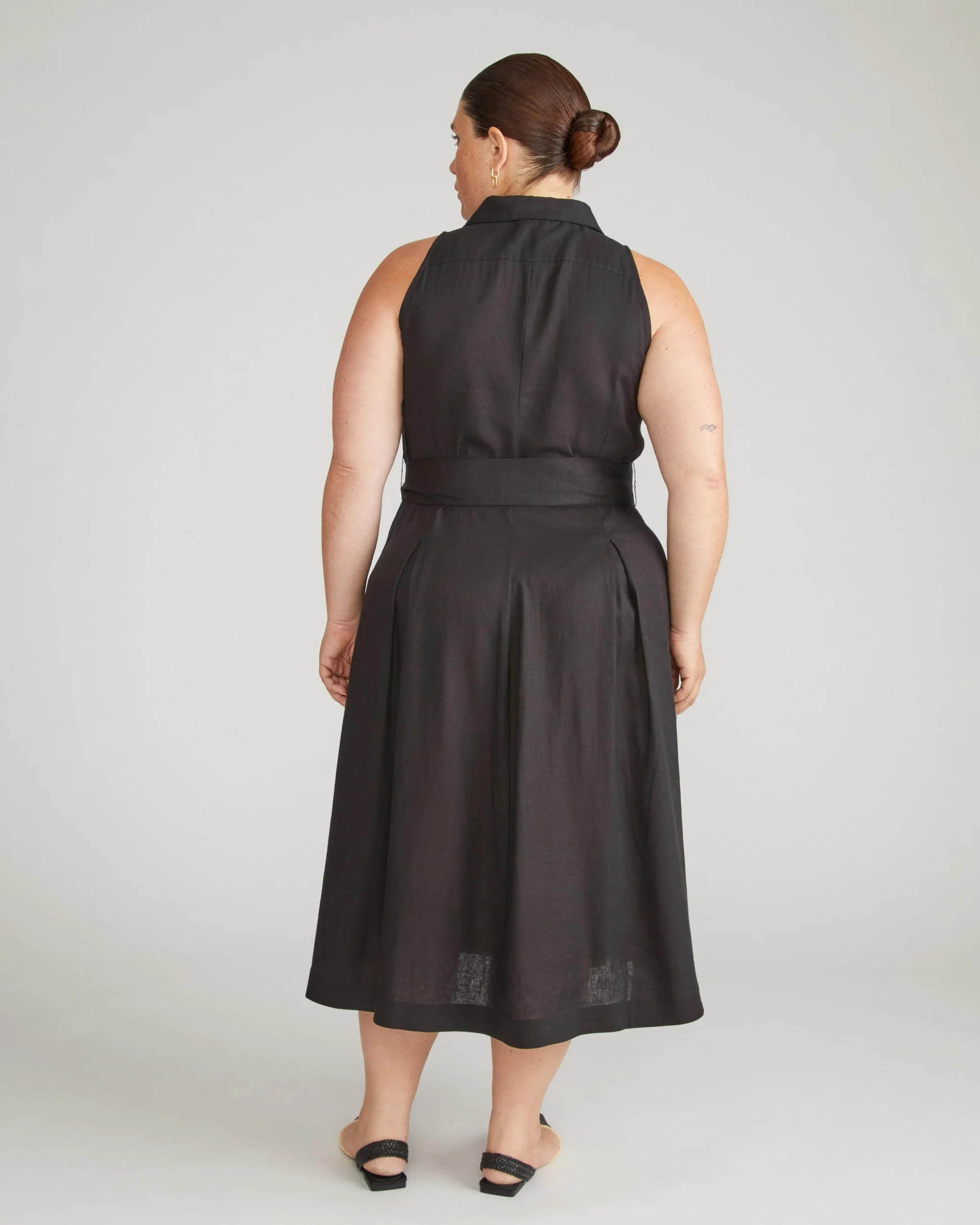 Adelaide Linen Blend Shirtdress Black