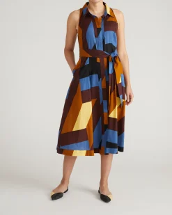 Adelaide Linen Blend Shirtdress Beach Ombra Print