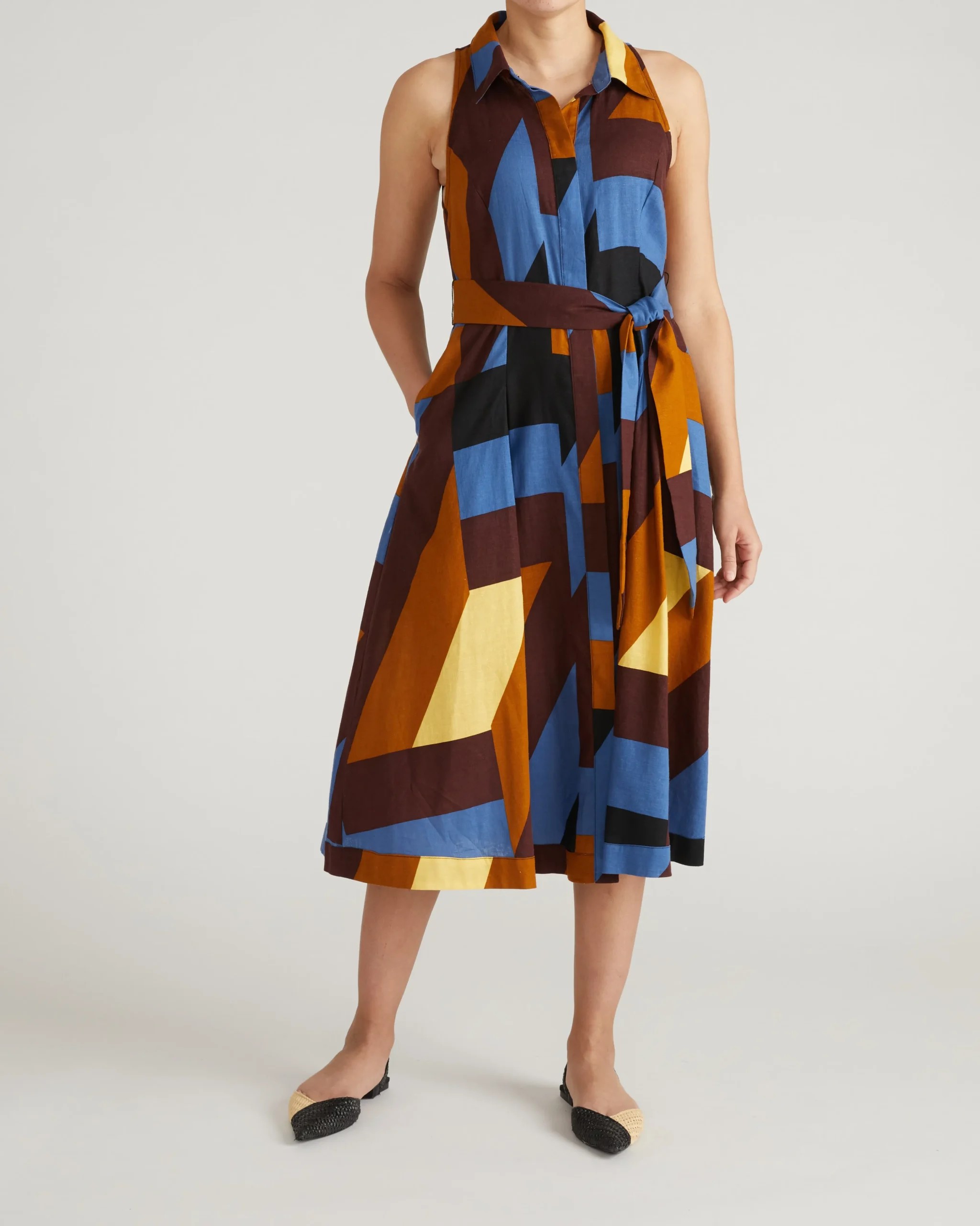Adelaide Linen Blend Shirtdress Beach Ombra Print