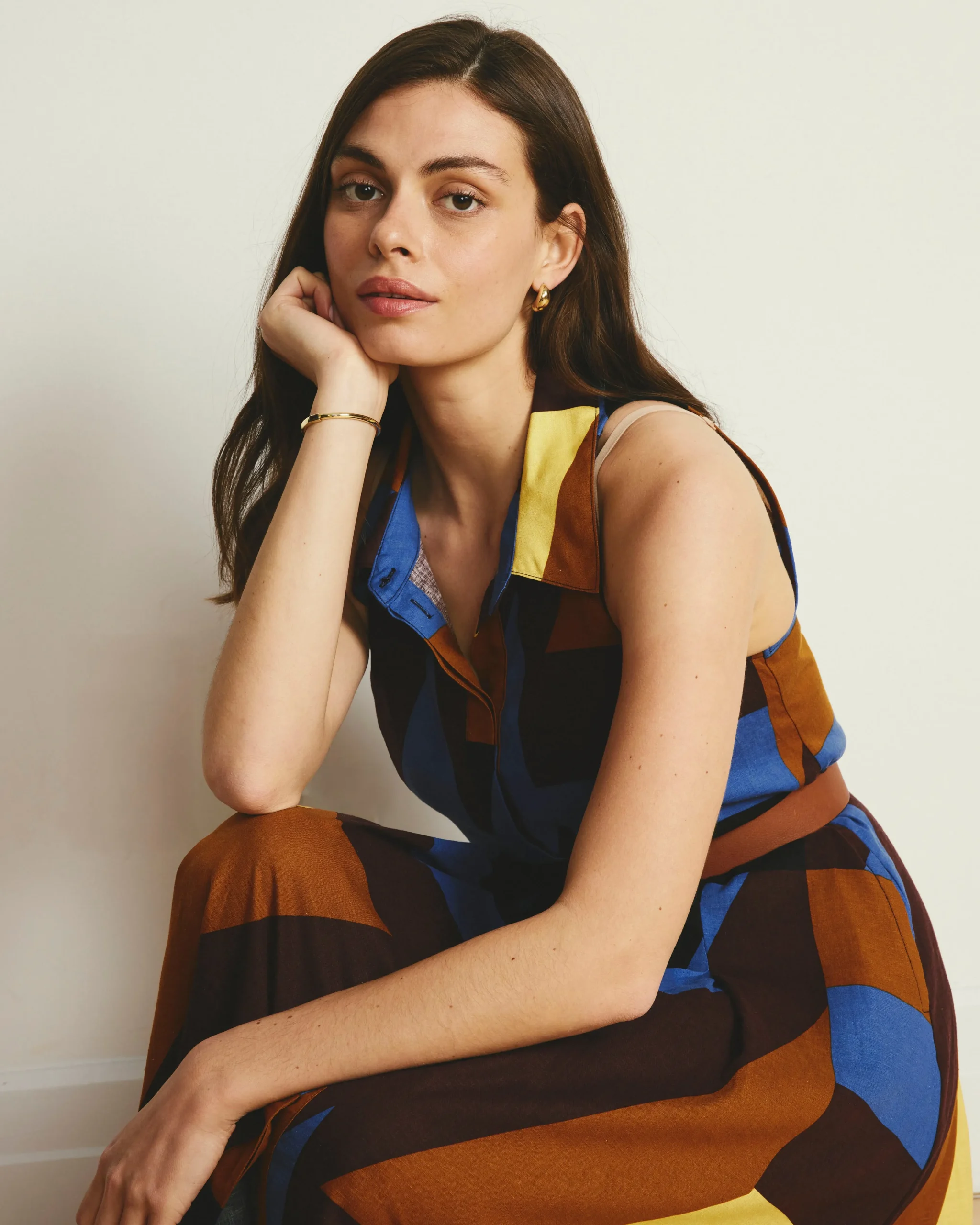 Adelaide Linen Blend Shirtdress Beach Ombra Print