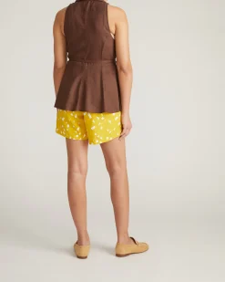 Adelaide Sleeveless Linen Blend Shirt Peppercorn