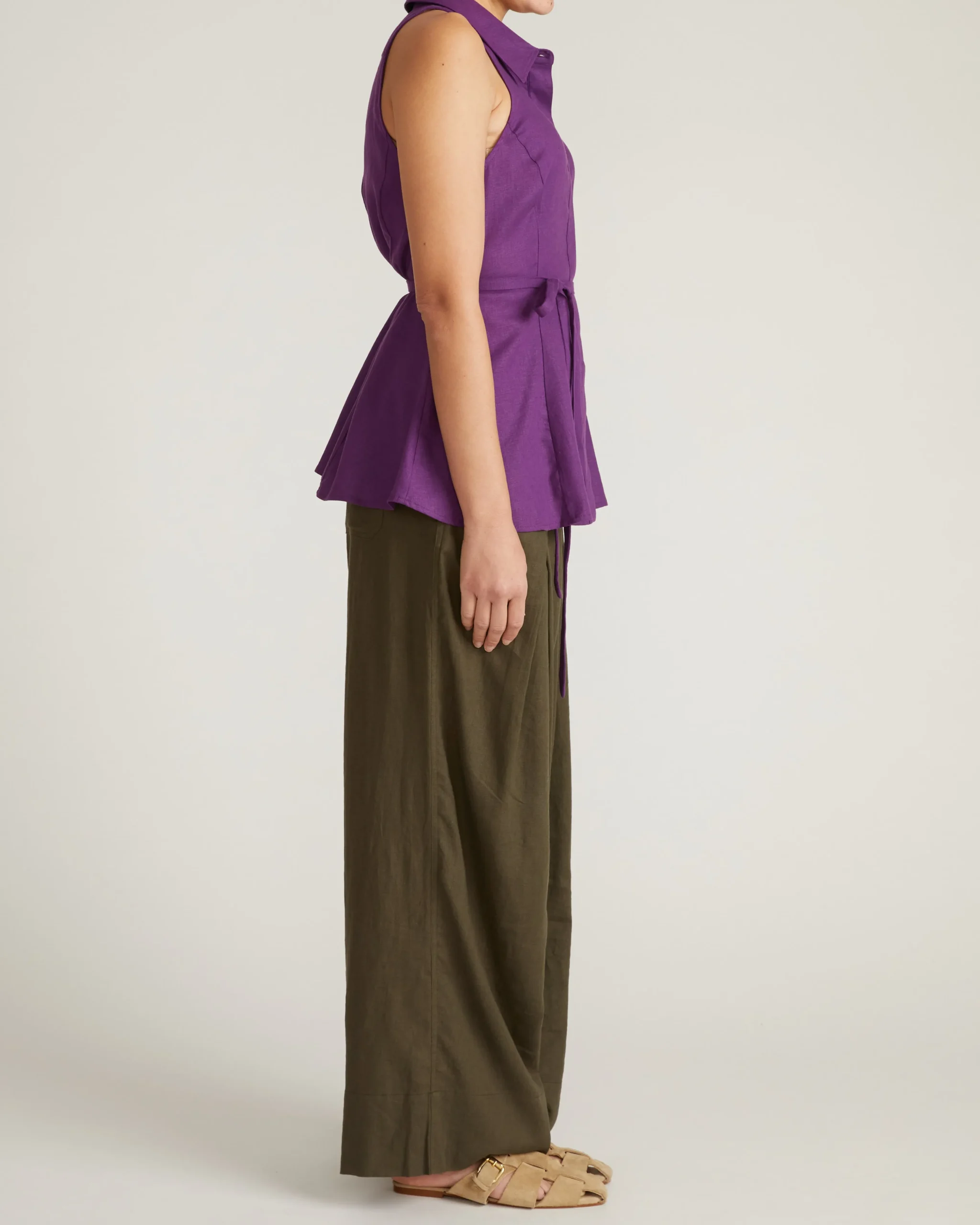 Adelaide Sleeveless Linen Blend Shirt Dreamy Purple