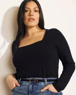 Agatha Liquid Jersey Top Black