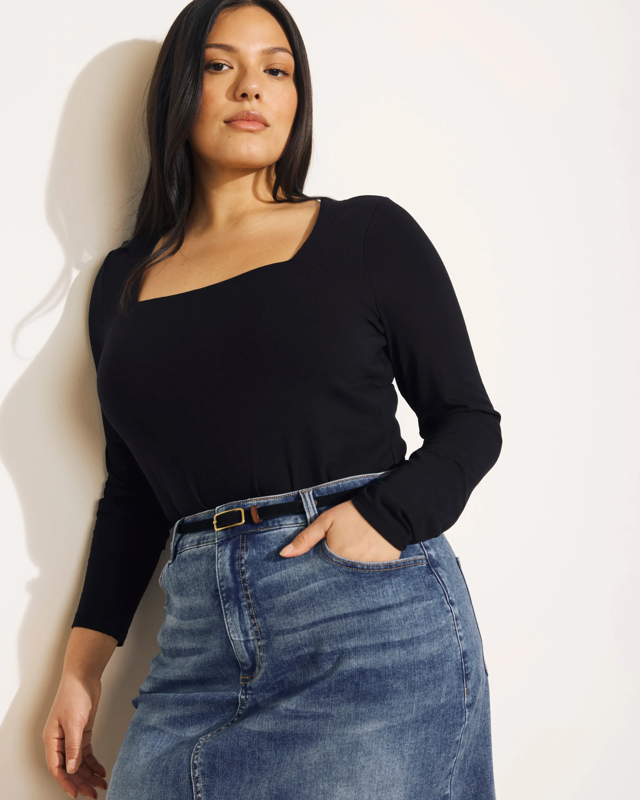 Agatha Liquid Jersey Top Black