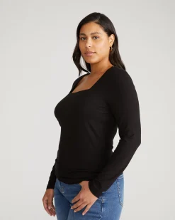 Agatha Liquid Jersey Top Black