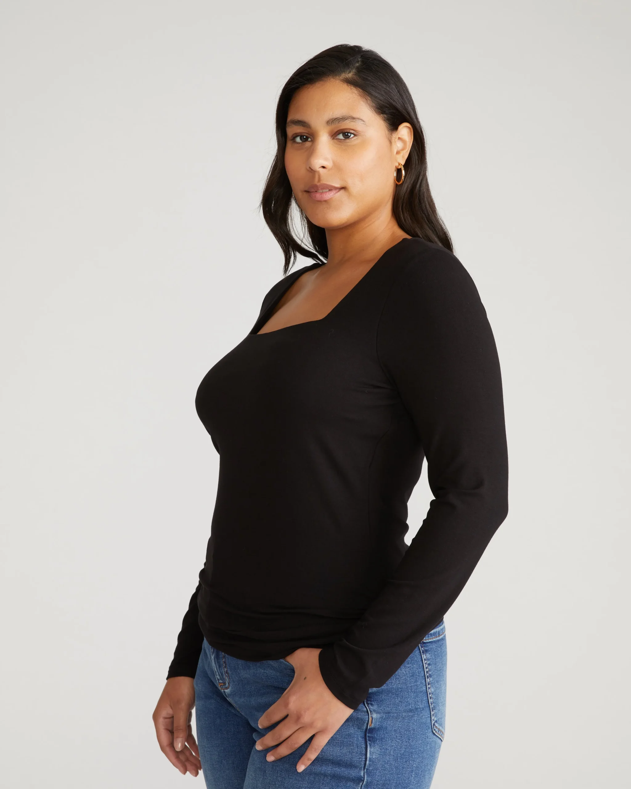 Agatha Liquid Jersey Top Black