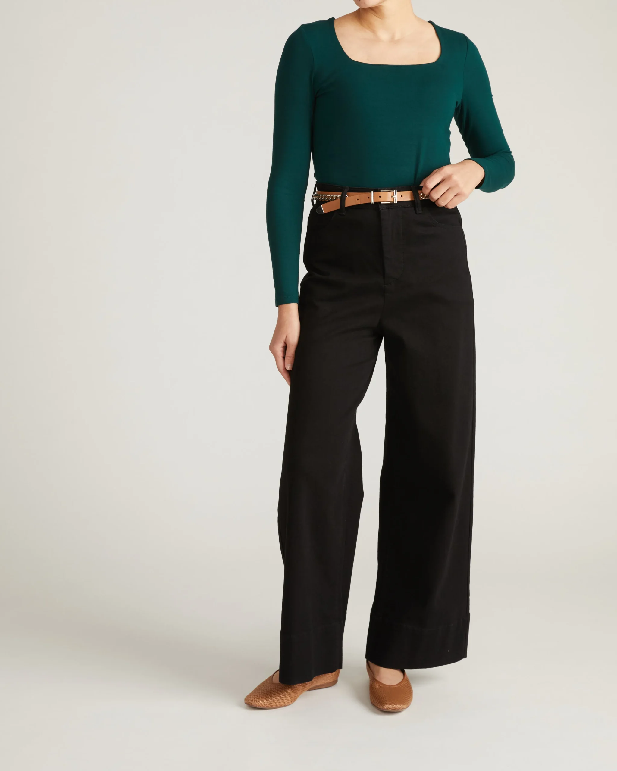 Agatha Liquid Jersey Top Forest Green
