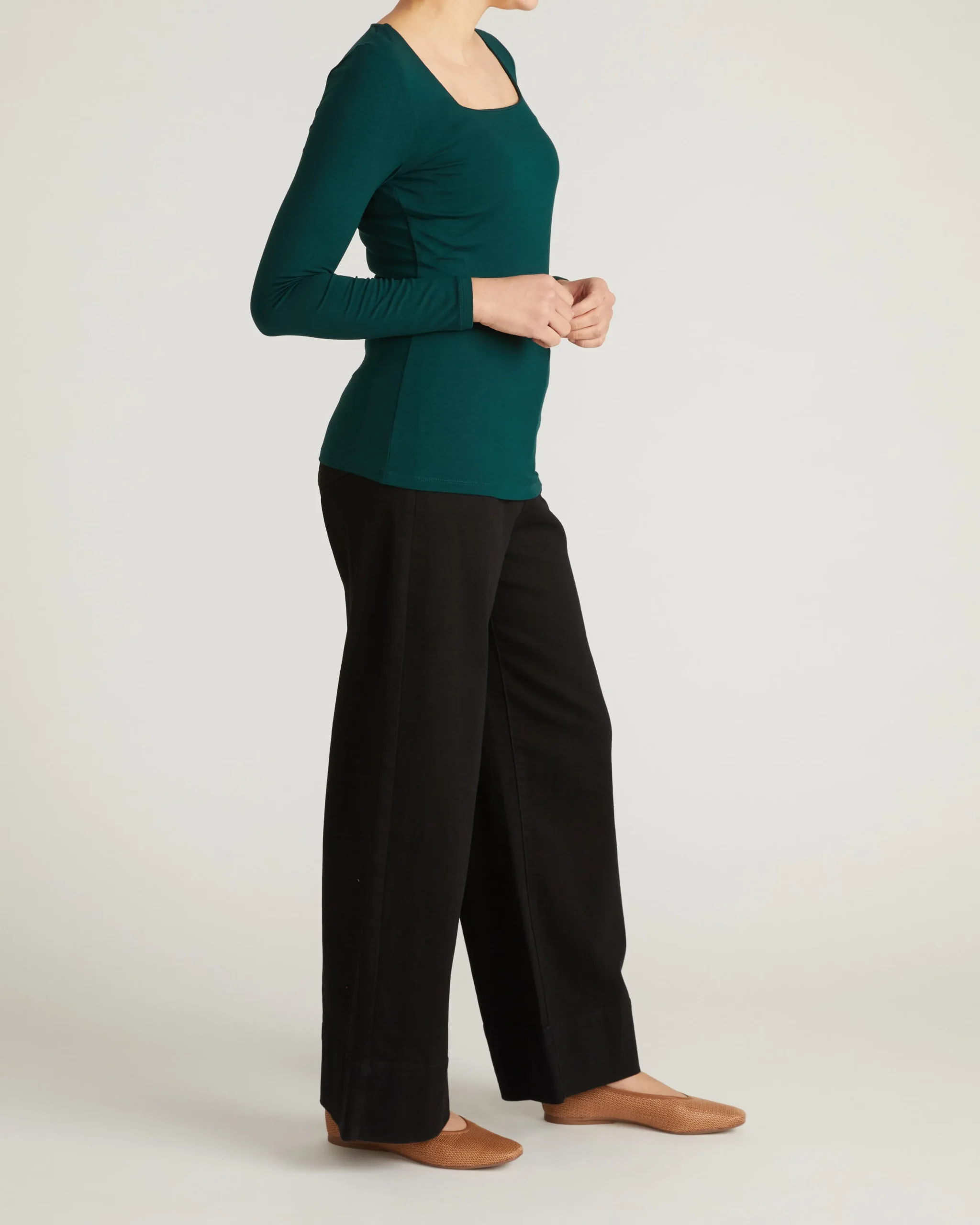 Agatha Liquid Jersey Top Forest Green