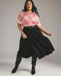 Aleya Pleated Ponte Skirt Black