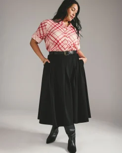 Aleya Pleated Ponte Skirt Black