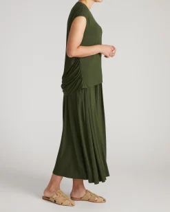 Alida Draped Liquid Jersey Top Coratina Green