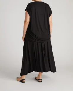 Alida Draped Liquid Jersey Top Black