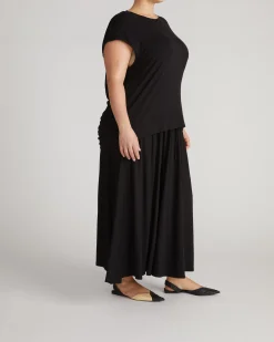 Alida Draped Liquid Jersey Top Black