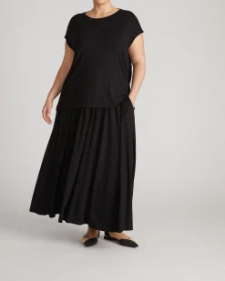 Alida Draped Liquid Jersey Top Black