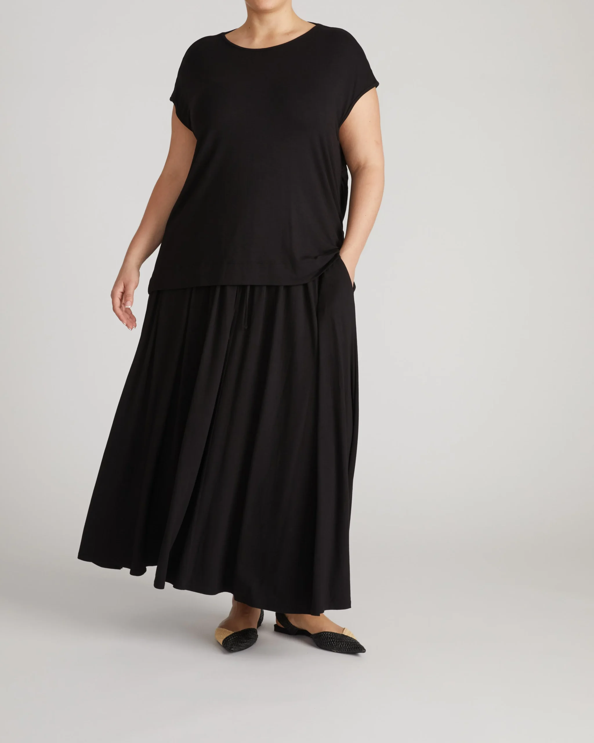 Alida Draped Liquid Jersey Top Black