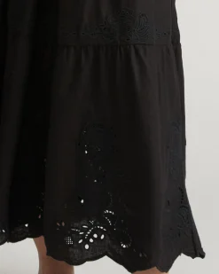 Alix Embroidered Linen Blend Shirtdress Black