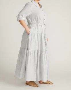 Alix Linen Blend Shirtdress Beach Stripe