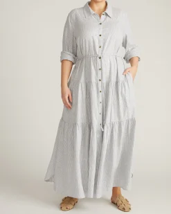 Alix Linen Blend Shirtdress Beach Stripe
