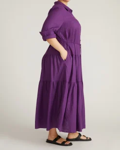Alix Linen Blend Shirtdress Dreamy Purple