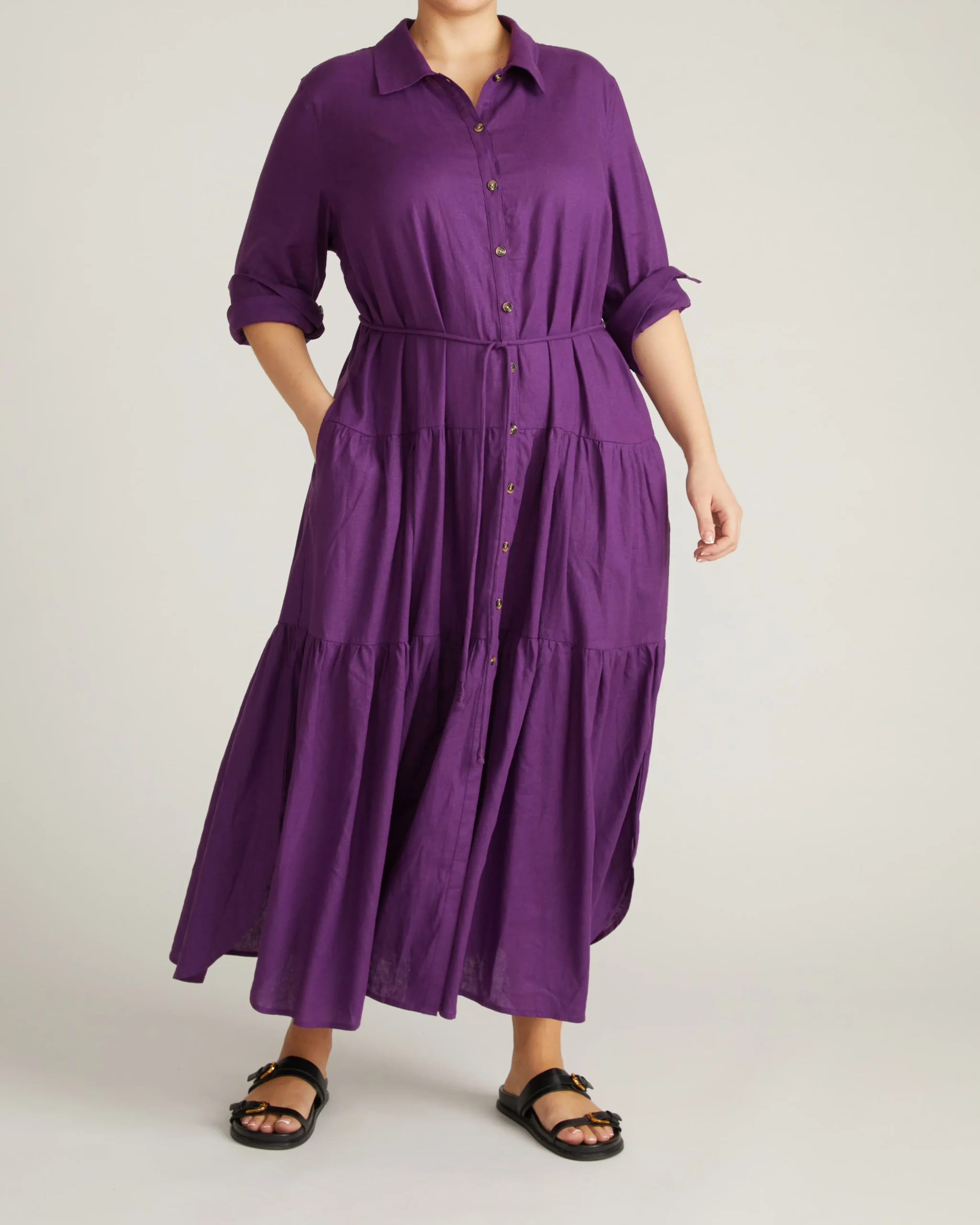 Alix Linen Blend Shirtdress Dreamy Purple