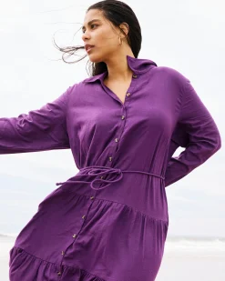 Alix Linen Blend Shirtdress Dreamy Purple