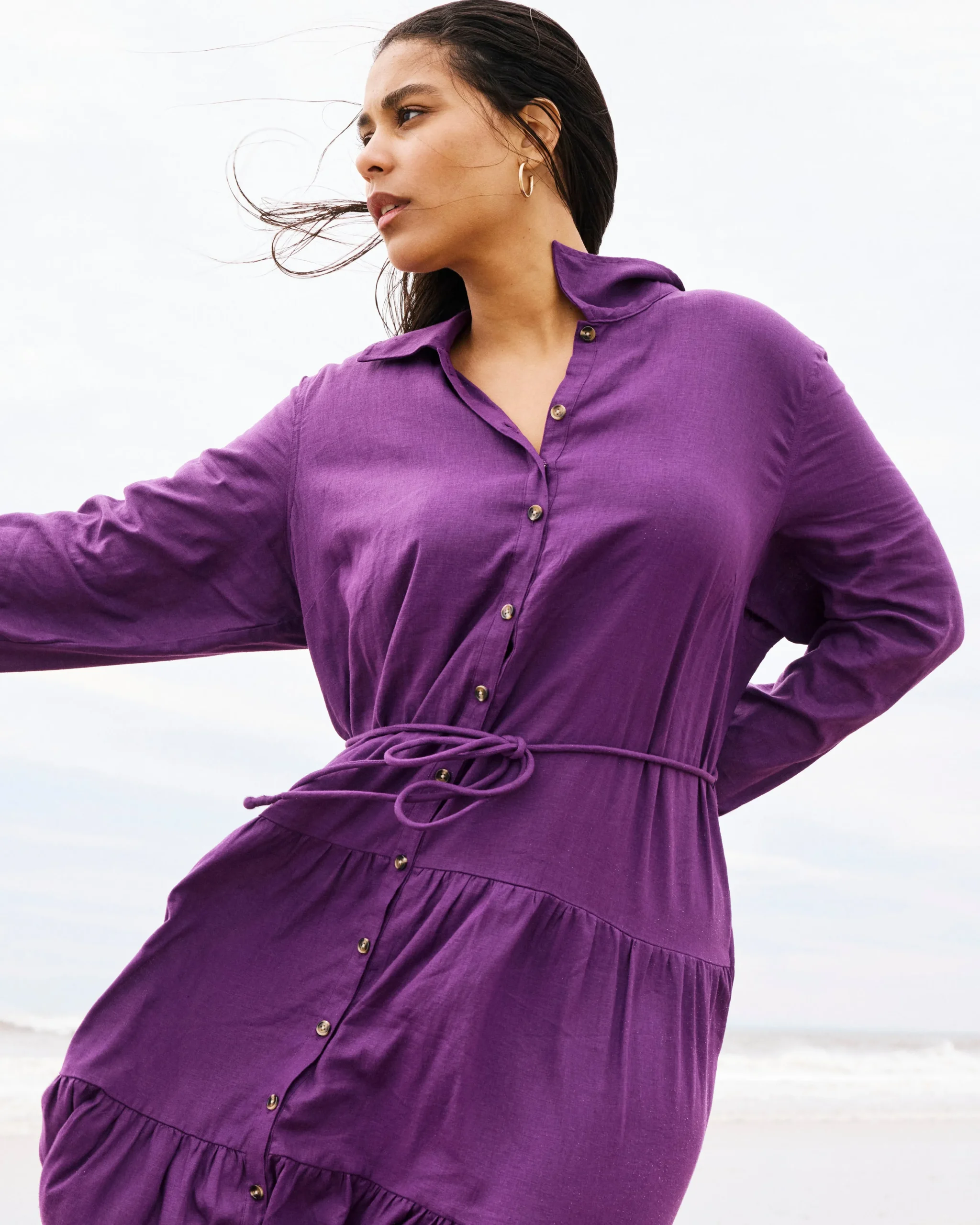 Alix Linen Blend Shirtdress Dreamy Purple