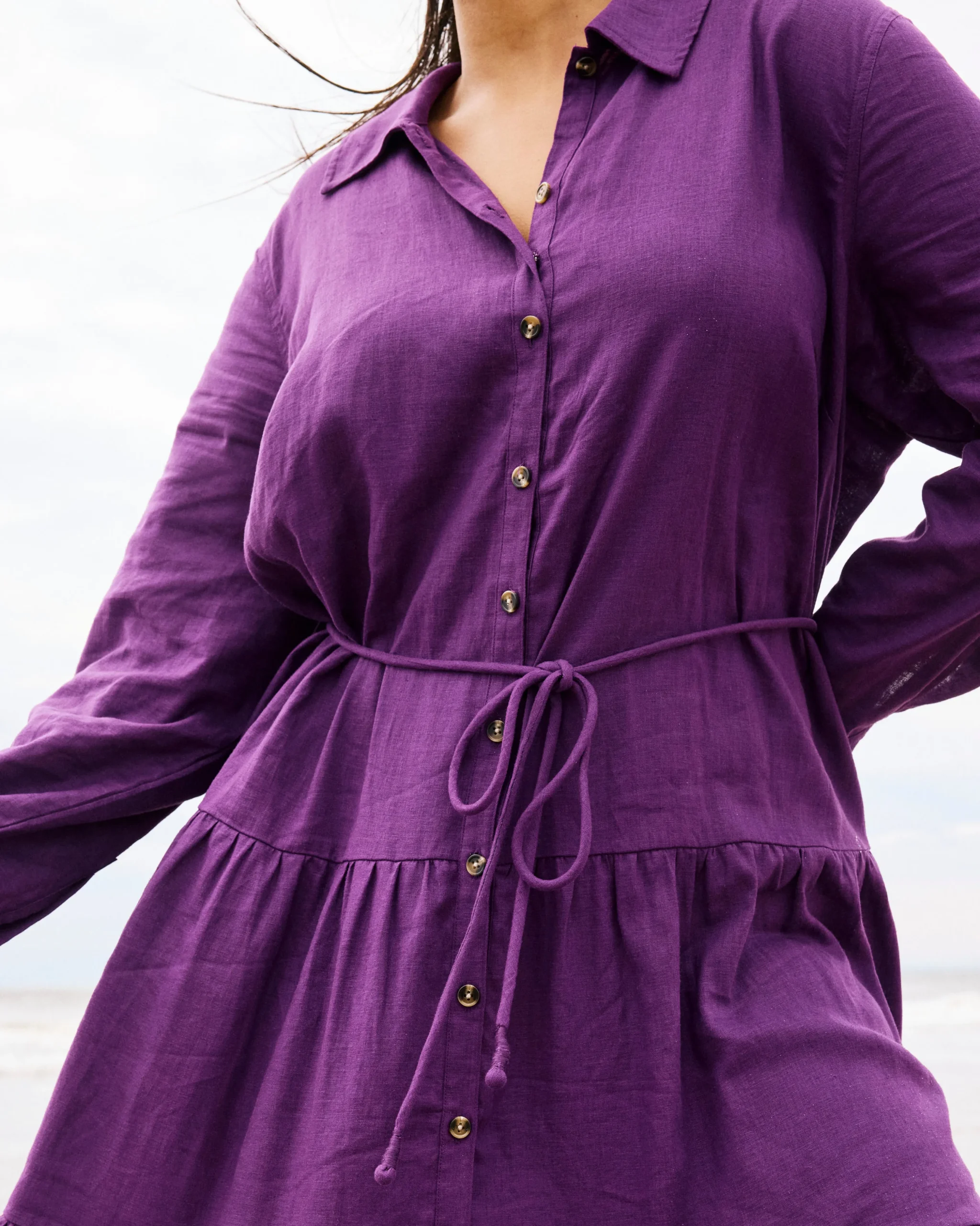 Alix Linen Blend Shirtdress Dreamy Purple