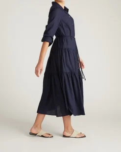 Alix Linen Blend Shirtdress Navy