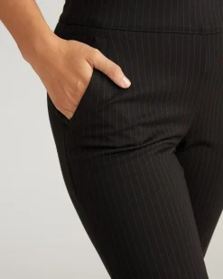 Amaya Ponte Kick Flare Pants Slate Pinstripe