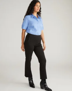 Amaya Ponte Kick Flare Pants Slate Pinstripe