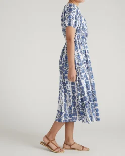 Andrea Linen Blend Dress Rococo Beach Print