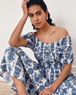 Andrea Linen Blend Dress Rococo Beach Print