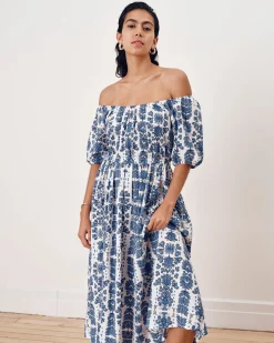 Andrea Linen Blend Dress Rococo Beach Print