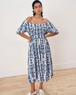 Andrea Linen Blend Dress Rococo Beach Print