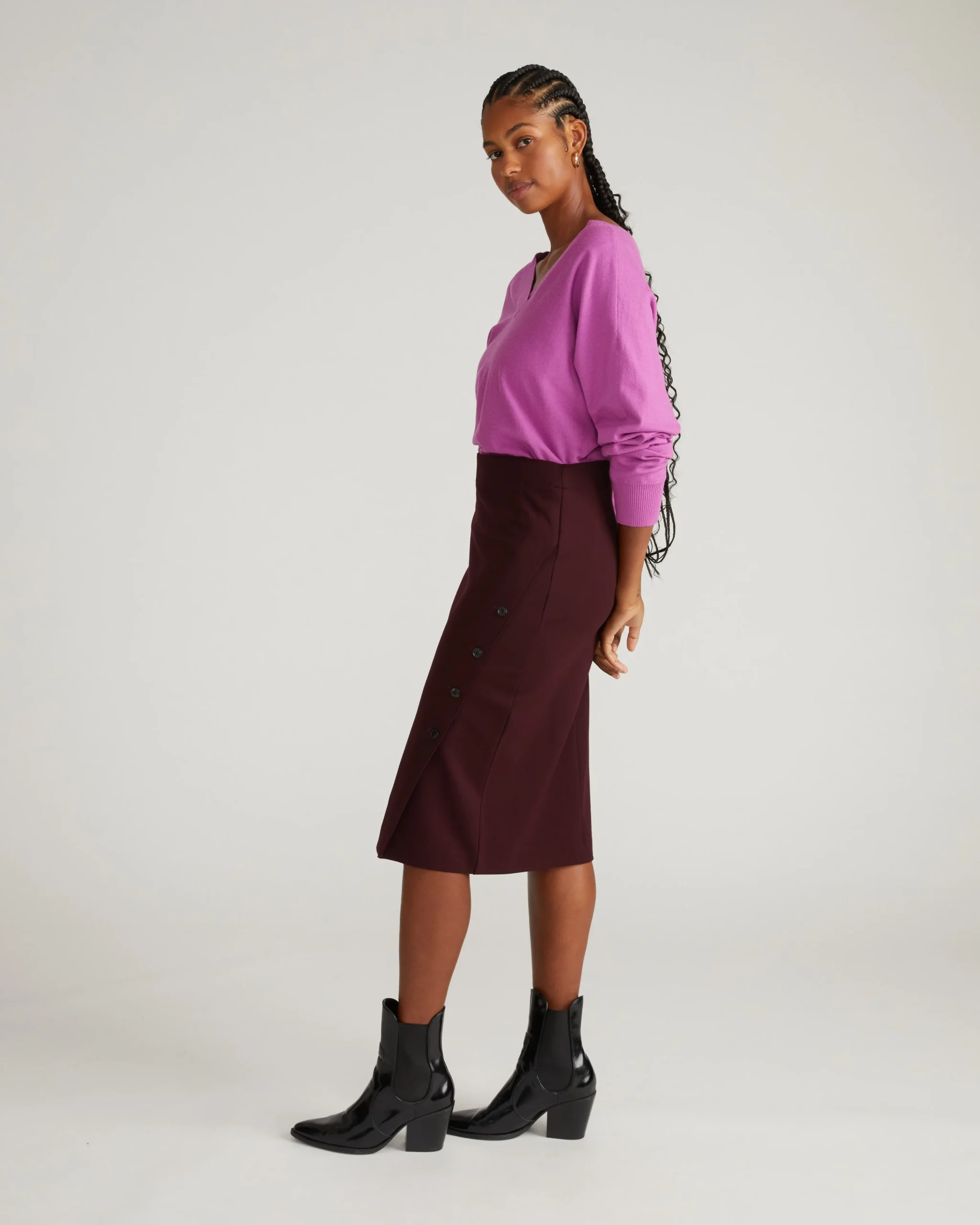 Anya Ponte Skirt Black Cherry