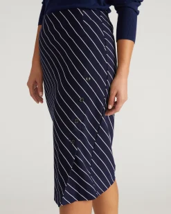 Anya Ponte Skirt Navy Pinstripe