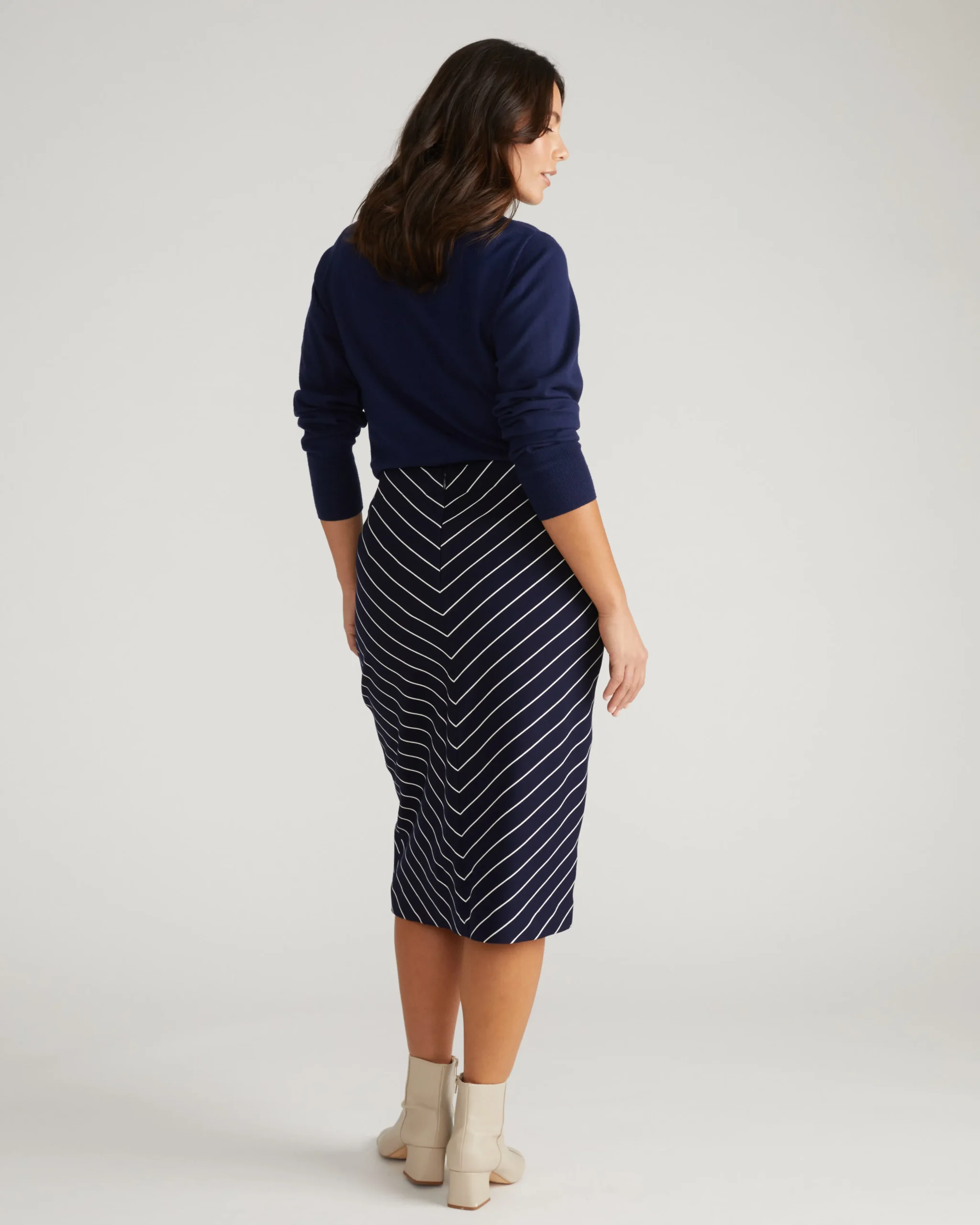 Anya Ponte Skirt Navy Pinstripe