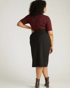 Anya Ponte Skirt Slate Pinstripe