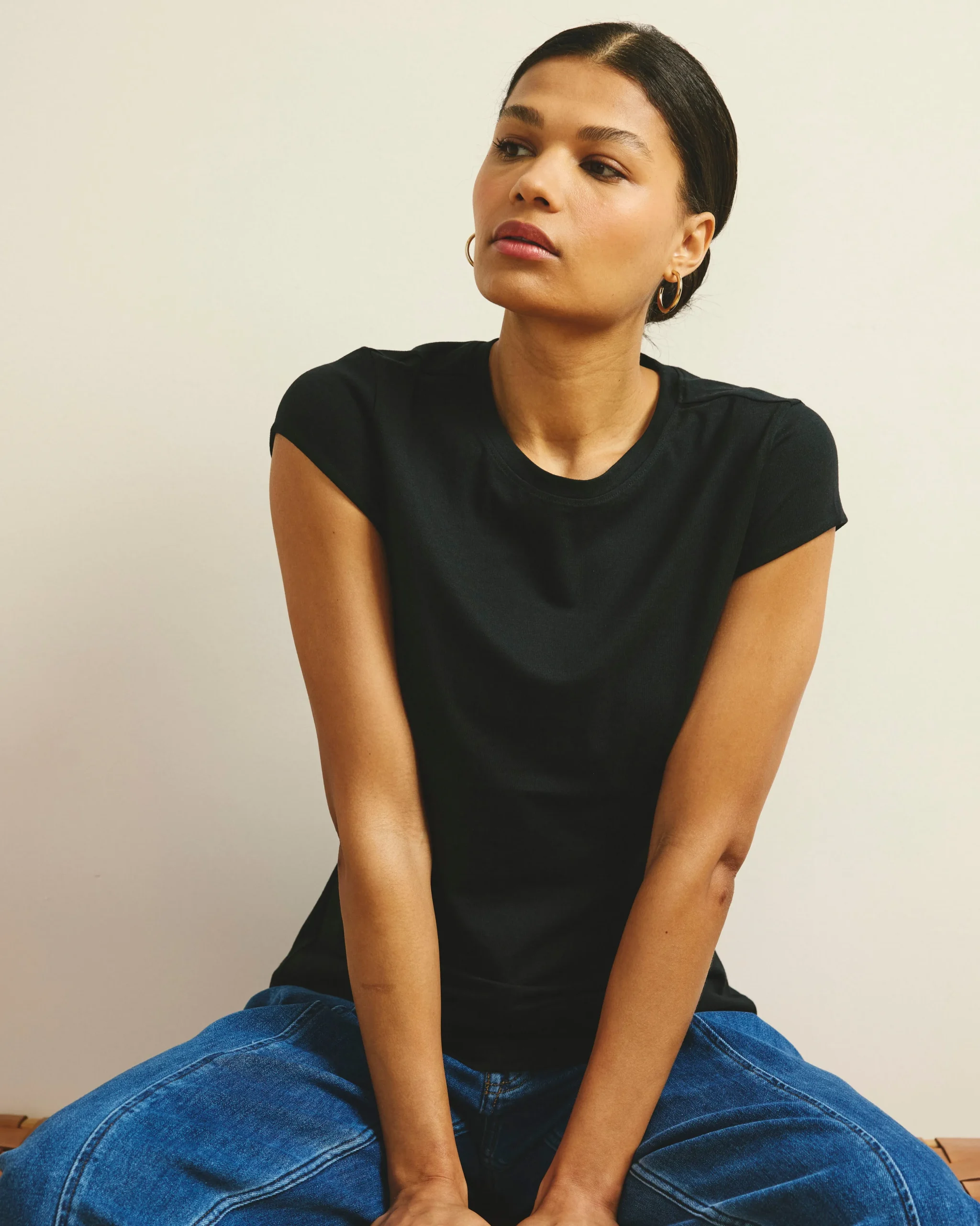 Ashley Cap Sleeve Tee Black