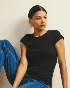 Ashley Cap Sleeve Tee Black