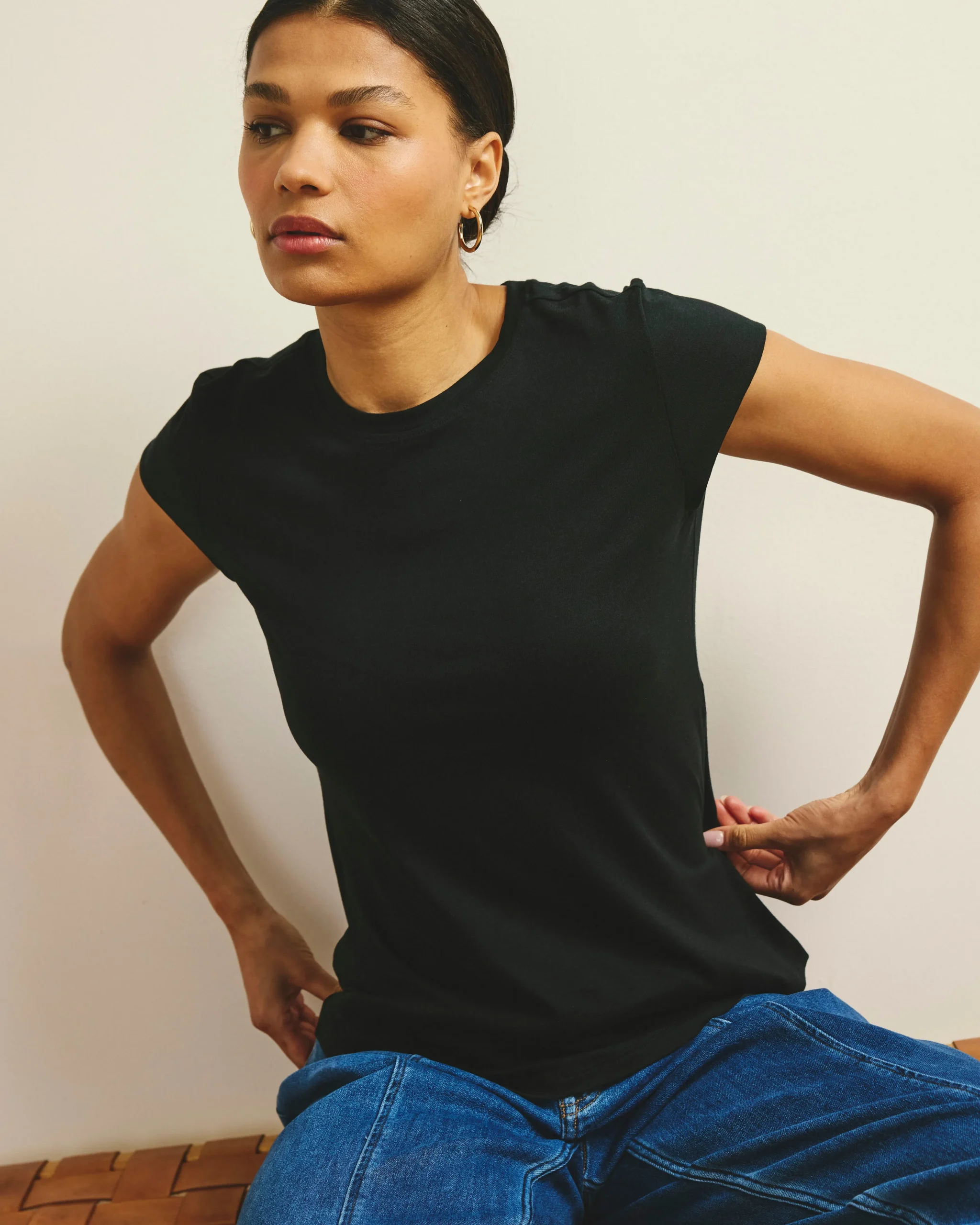 Ashley Cap Sleeve Tee Black