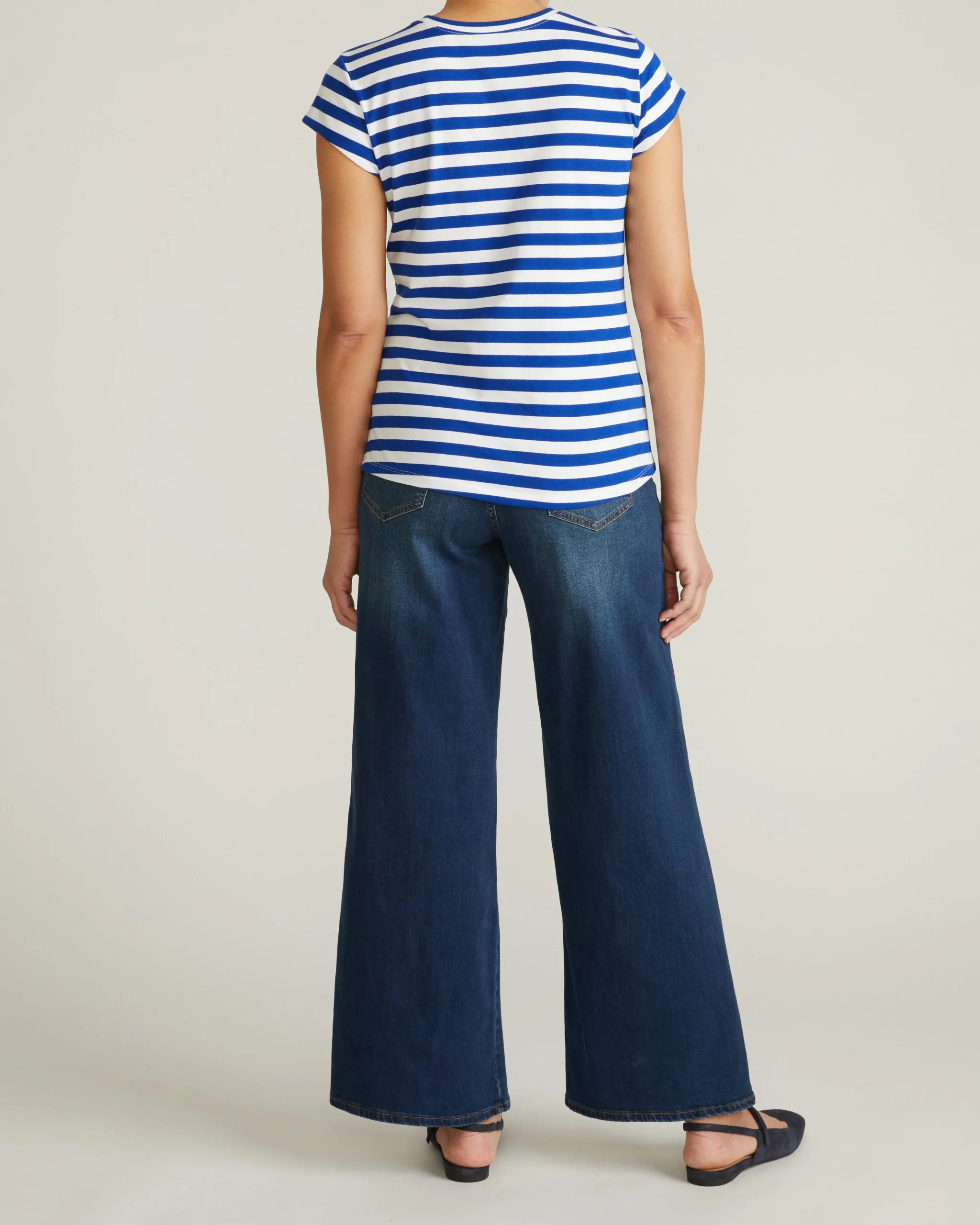 Ashley Cap Sleeve Tee Hammersmith Blue/White Stripe