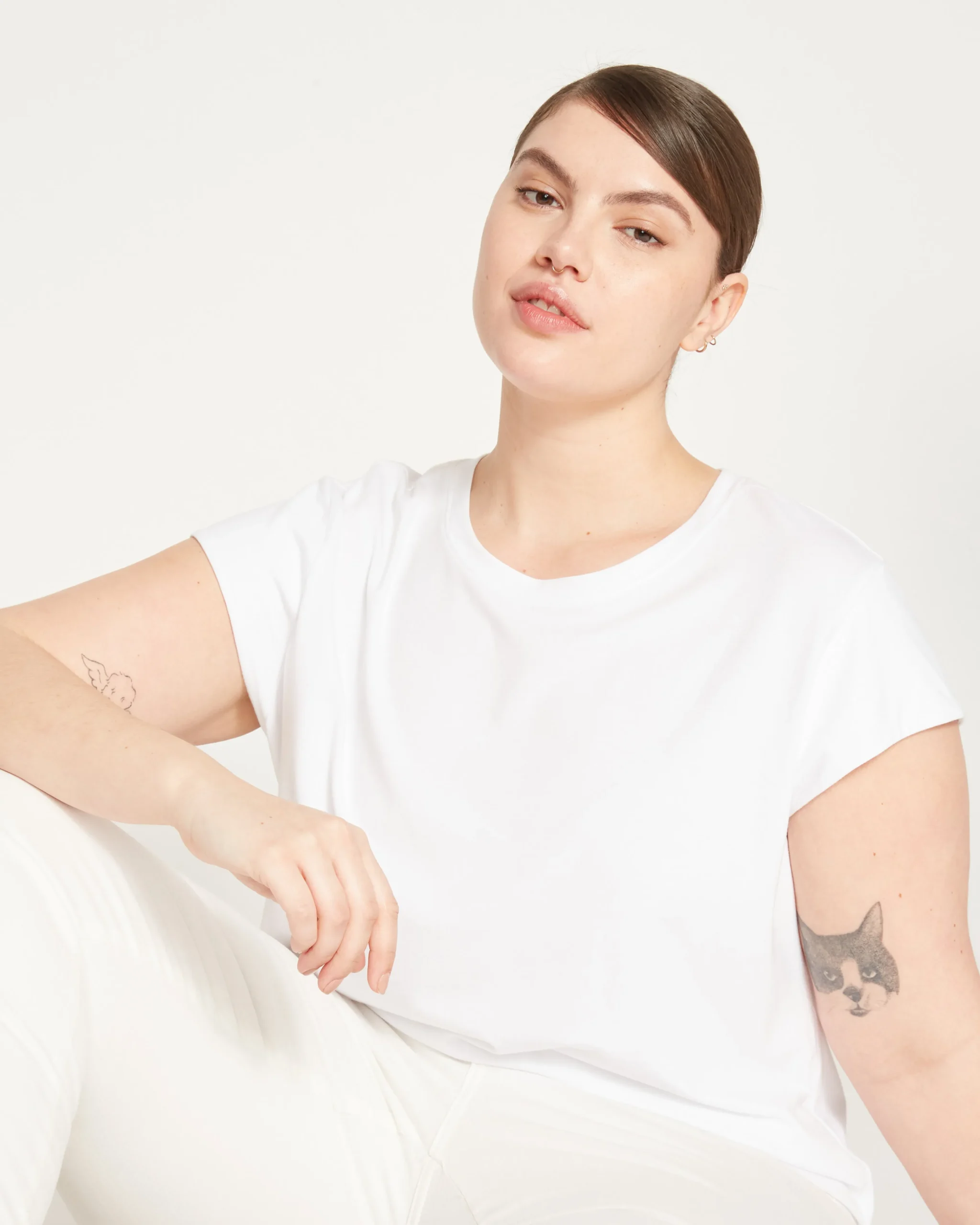 Ashley Cap Sleeve Tee White