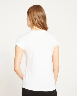 Ashley V Neck Cap Sleeve Tee White