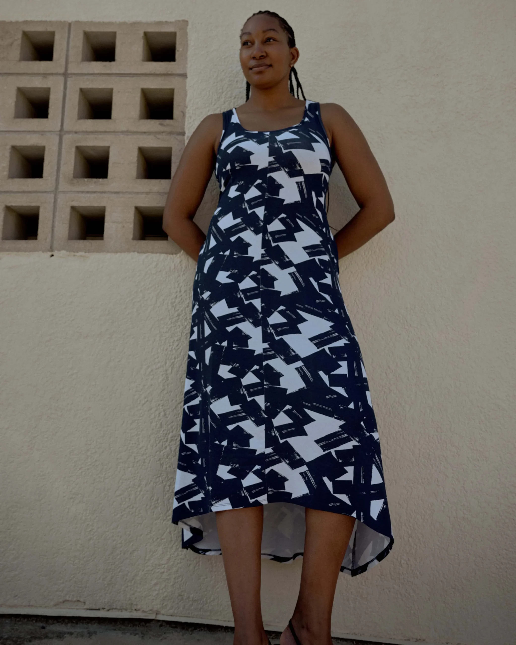 Athena Divine Jersey Dress Navy Santiago Print
