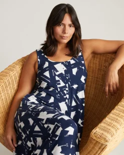 Athena Divine Jersey Dress Navy Santiago Print