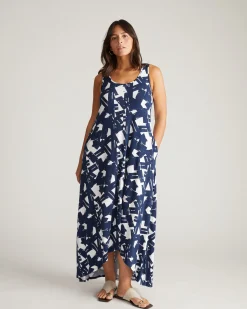 Athena Divine Jersey Dress Navy Santiago Print