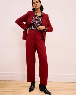Audrey Relaxed Uniform Ponte Workpant Garnet