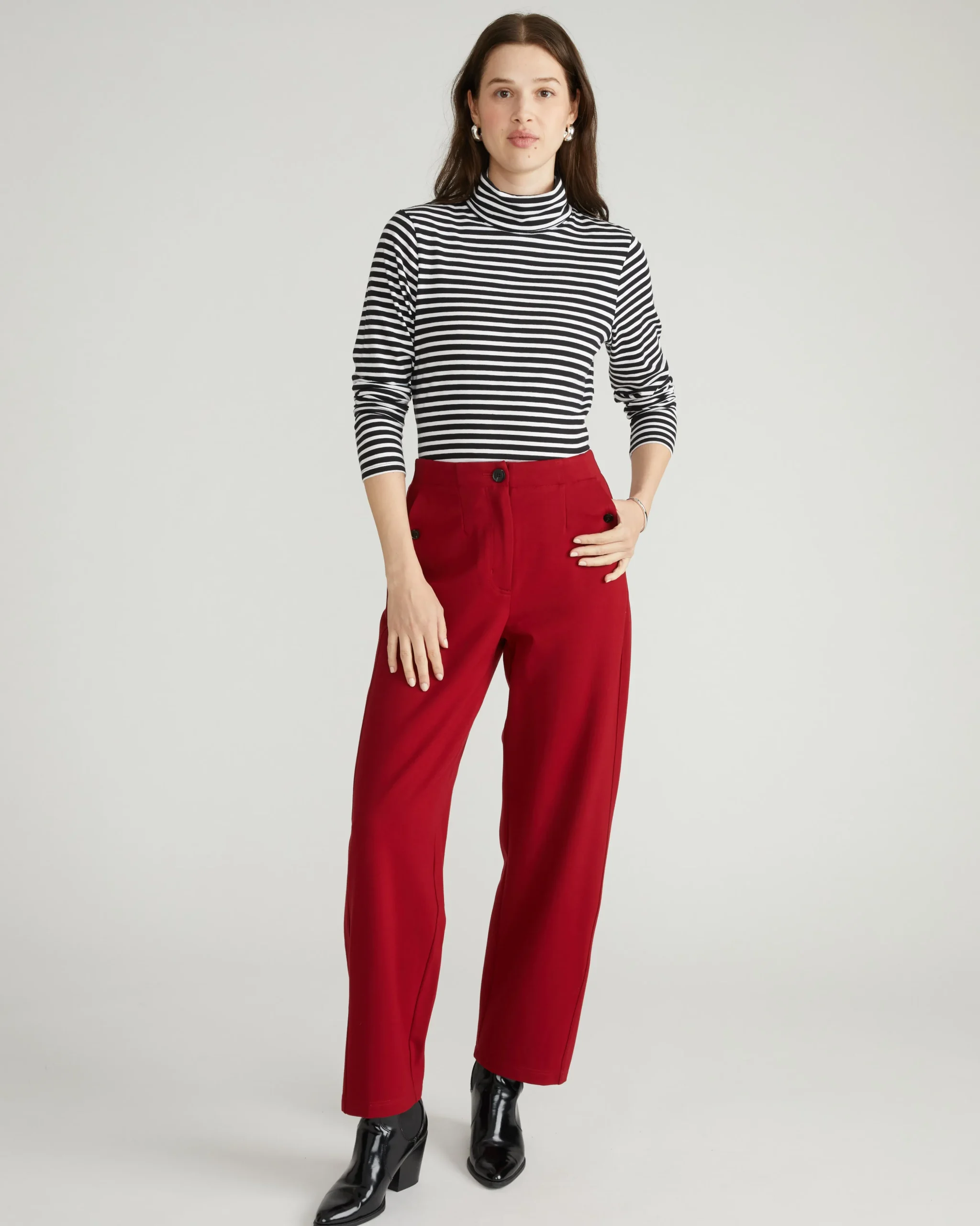 Audrey Relaxed Uniform Ponte Workpant Garnet