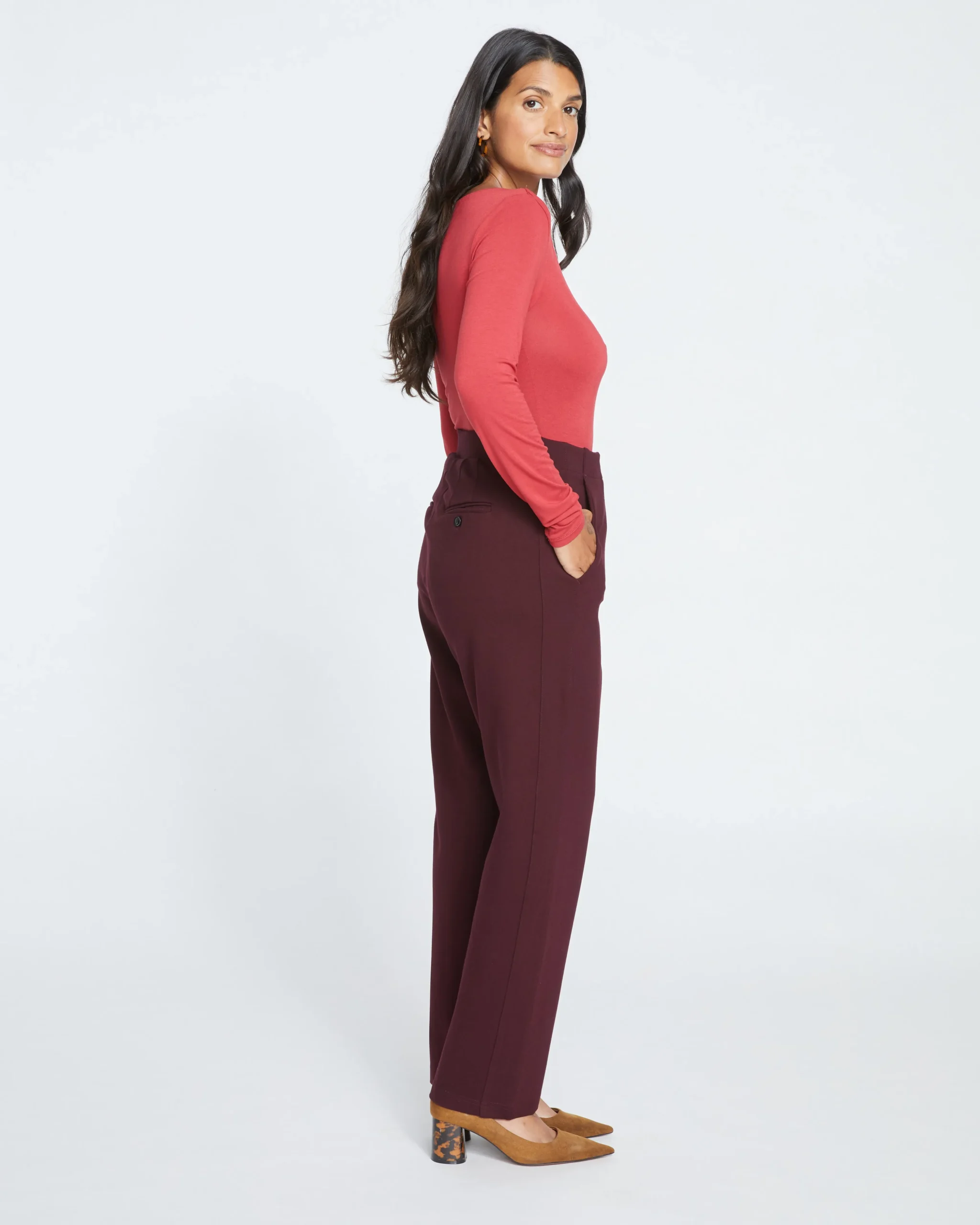 Audrey Relaxed Uniform Ponte Workpant Black Cherry
